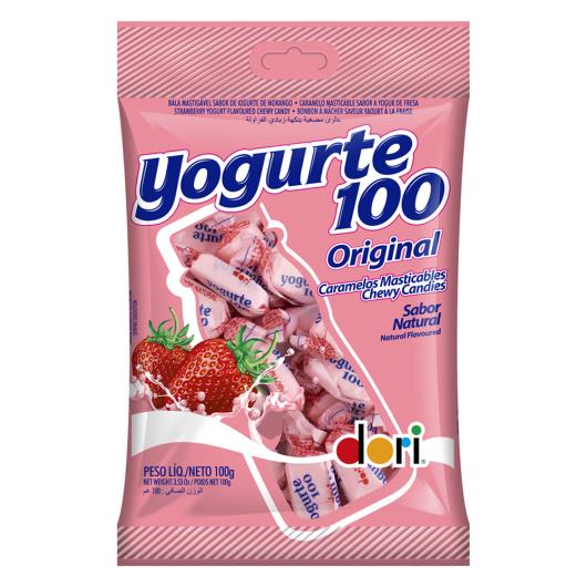 Bala Iogurte de Morango Dori Yogurte100 Original Pacote 100g - Imagem em destaque