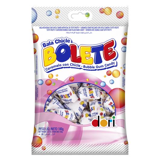 Bala Tutti Frutti Recheio Chicle Dori Bolete Pacote 100g - Imagem em destaque
