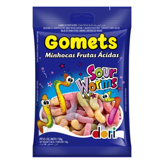 Bala de Goma Frutas Ácidas Minhocas Dori Gomets Pacote 150g - Imagem em destaque