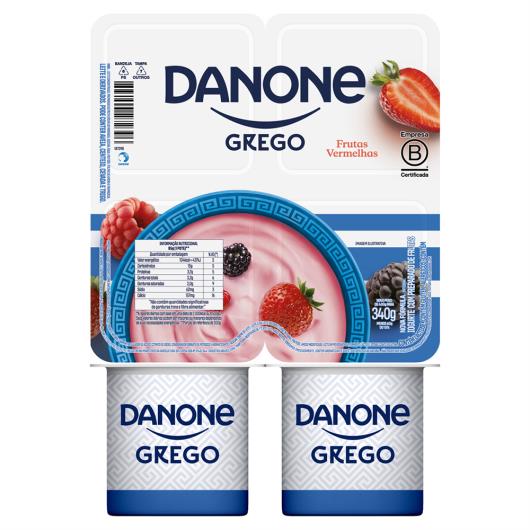 Iogurte Integral Grego Frutas Vermelhas Danone Bandeja 340g 4 Unidades - Imagem em destaque