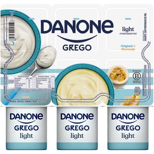 Iogurte Parcialmente Desnatado Grego Original + Maracujá Light Danone Bandeja 510g 6 Unidades - Imagem em destaque