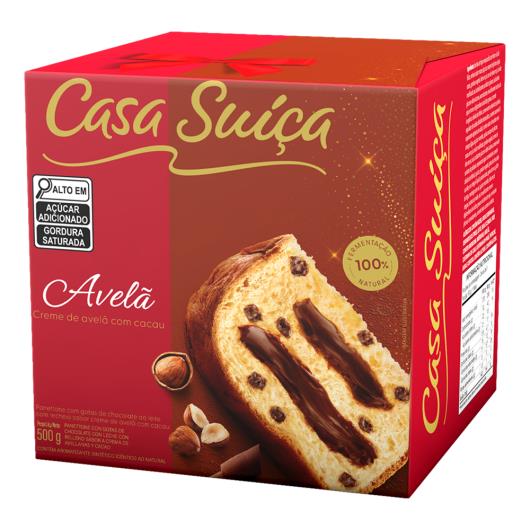 Panettone com Gotas de Chocolate ao Leite Recheio Creme de Avelã Casa Suíça Caixa 500g - Imagem em destaque