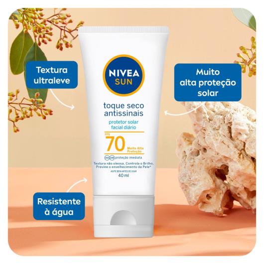 Protetor Solar Facial Toque Seco Antissinais FPS 70 Nivea Sun Bisnaga 40ml - Imagem em destaque
