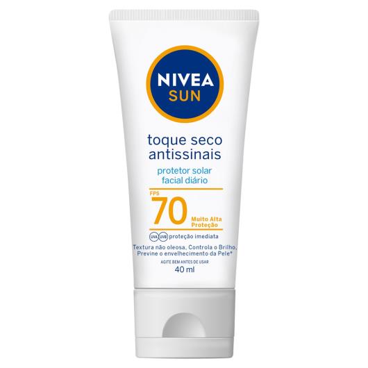 Protetor Solar Facial Toque Seco Antissinais FPS 70 Nivea Sun Bisnaga 40ml - Imagem em destaque