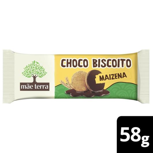 Biscoito Maizena Vegano Integral Cobertura Cacau Mãe Terra Choco Pacote 58g - Imagem em destaque
