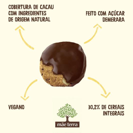 Biscoito Maizena Vegano Integral Cobertura Cacau Mãe Terra Choco Pacote 58g - Imagem em destaque