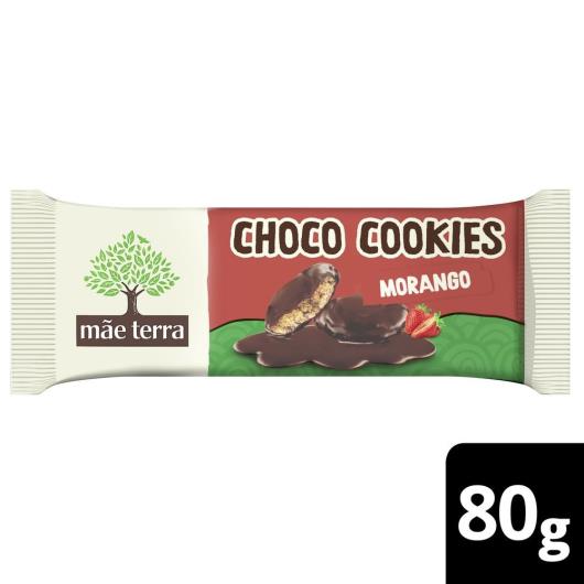 Biscoito Cookie Vegano Morango Cobertura Cacau Mãe Terra Choco Pacote 80g - Imagem em destaque