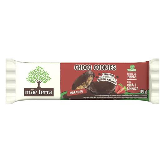 Biscoito Cookie Vegano Morango Cobertura Cacau Mãe Terra Choco Pacote 80g - Imagem em destaque