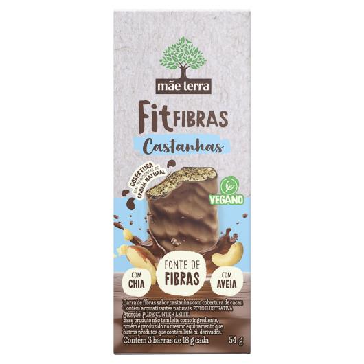 Pack Barra de Fibras Vegana Castanhas Mãe Terra Fitfibras Caixa 54g 3 Unidades - Imagem em destaque