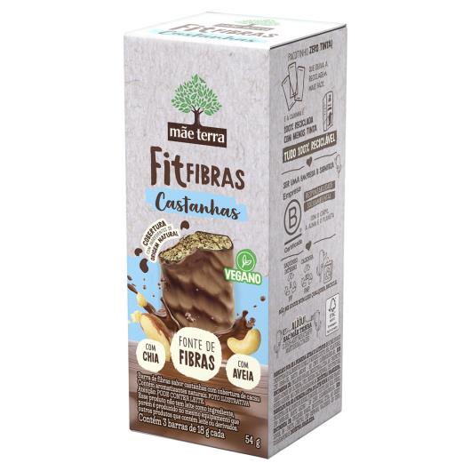 Pack Barra de Fibras Vegana Castanhas Mãe Terra Fitfibras Caixa 54g 3 Unidades - Imagem em destaque