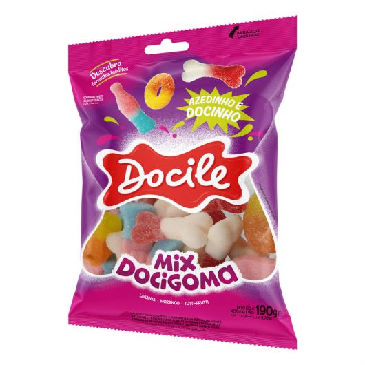 Bala de Goma Laranja, Morango ou Tutti Frutti Docile Mix Docigoma Pacote 190g - Imagem em destaque