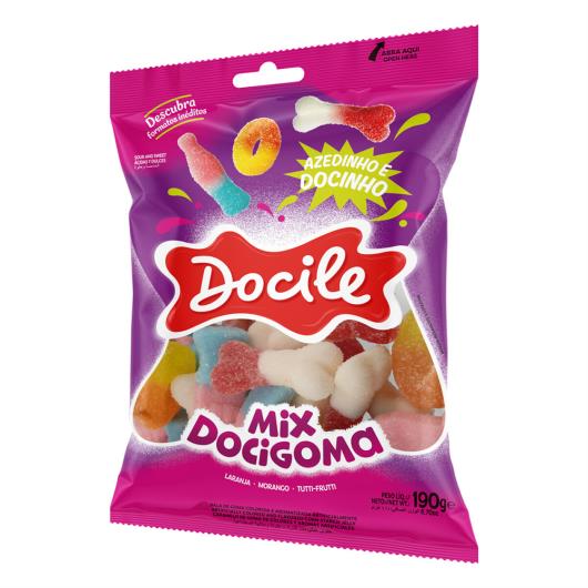 Bala de Goma Laranja, Morango ou Tutti Frutti Docile Mix Docigoma Pacote 190g - Imagem em destaque