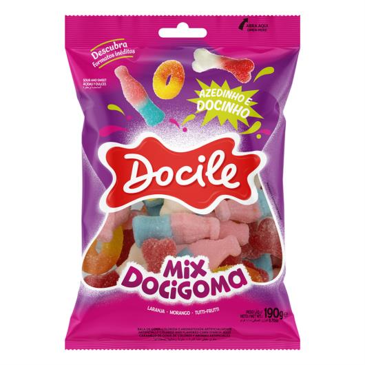 Bala de Goma Laranja, Morango ou Tutti Frutti Docile Mix Docigoma Pacote 190g - Imagem em destaque