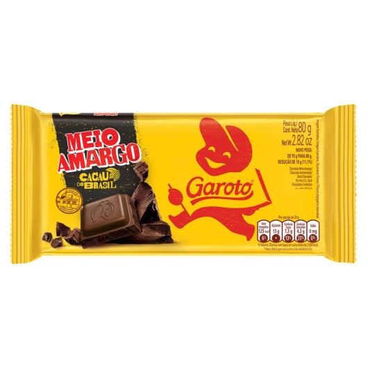 Chocolate GAROTO Meio Amargo Tablete 80g - Imagem em destaque