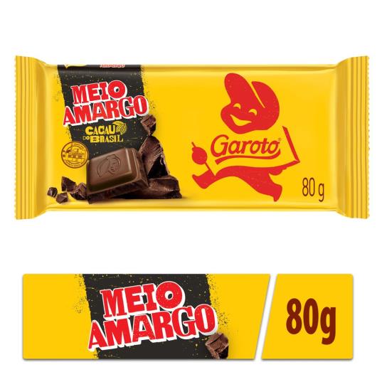 Chocolate GAROTO Meio Amargo Tablete 80g - Imagem em destaque
