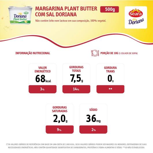 Margarina com Sal Doriana Plant Butter Pote 500g - Imagem em destaque