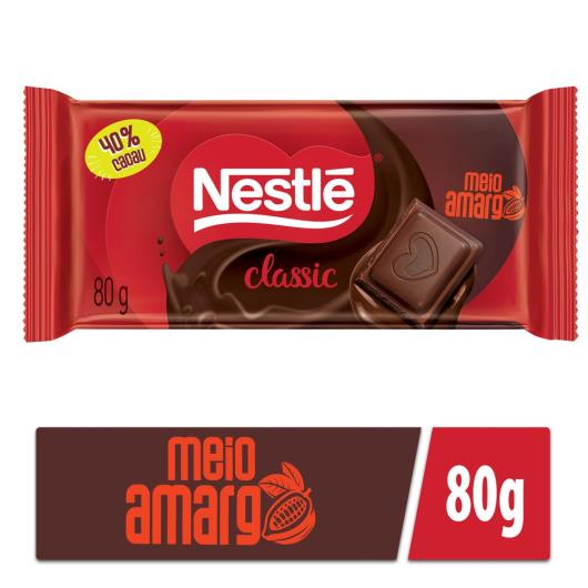 Chocolate NESTLÉ CLASSIC Meio Amargo Tablete 80g - Imagem em destaque