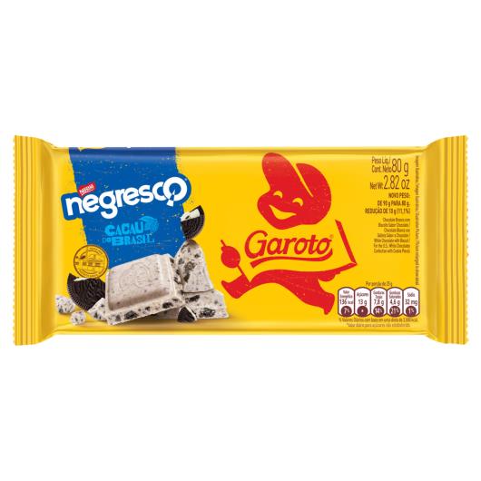 Chocolate Branco GAROTO Biscoito Tablete 80g - Imagem em destaque