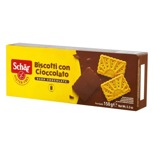 Biscoito Cobertura Chocolate Amargo sem Glúten Schär Caixa 150g - Imagem em destaque