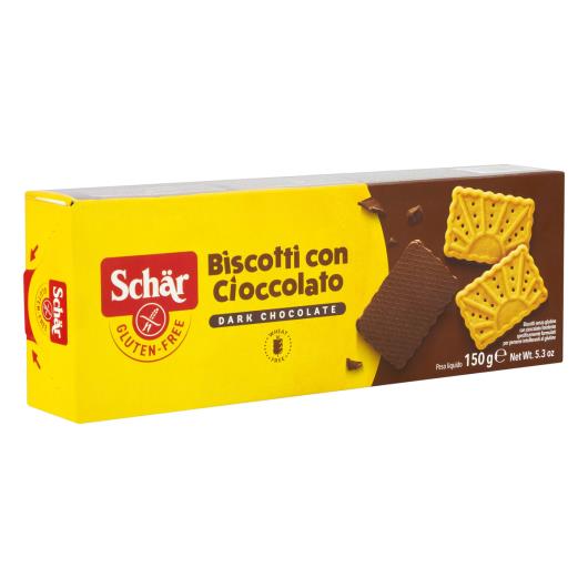Biscoito Cobertura Chocolate Amargo sem Glúten Schär Caixa 150g - Imagem em destaque