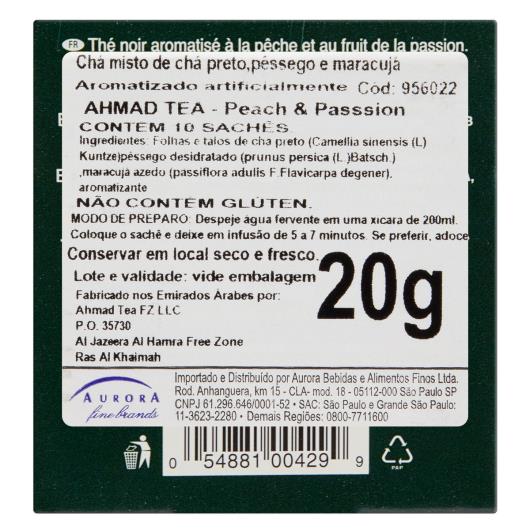 Chá Preto Peach & Passion Fruit Ahmad Tea London Caixa 20g 10 Unidades - Imagem em destaque