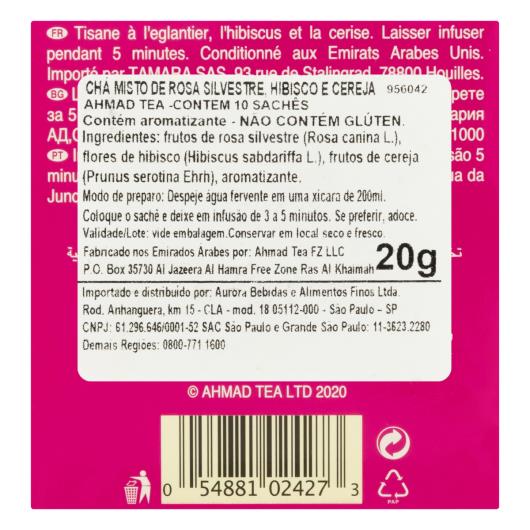 Chá Rosa Silvestre, Hibisco e Cereja Ahmad Tea London Fruit & Herb Caixa 20g 10 Unidades - Imagem em destaque