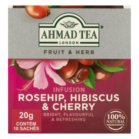 Chá Rosa Silvestre, Hibisco e Cereja Ahmad Tea London Fruit & Herb Caixa 20g 10 Unidades - Imagem em destaque