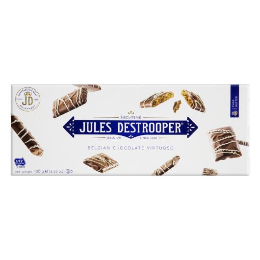 Biscoito com Canela Cobertura Chocolate ao Leite e Branco Jules Destrooper Caixa 100g - Imagem em destaque