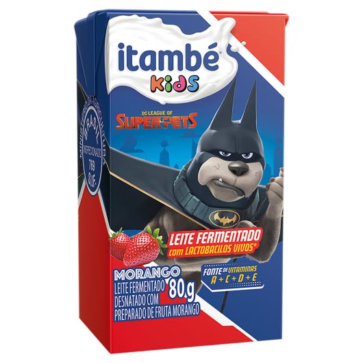 Pack Leite Fermentado Desnatado Morango Itambé Kids Caixa 6 Unidades 80g Cada - Imagem em destaque