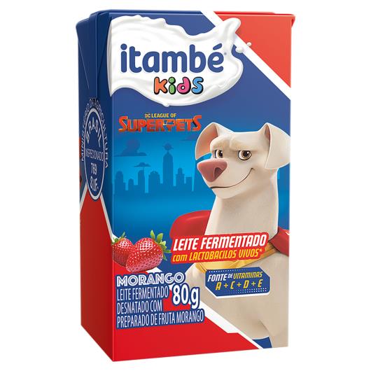 Pack Leite Fermentado Desnatado Morango Itambé Kids Caixa 6 Unidades 80g Cada - Imagem em destaque