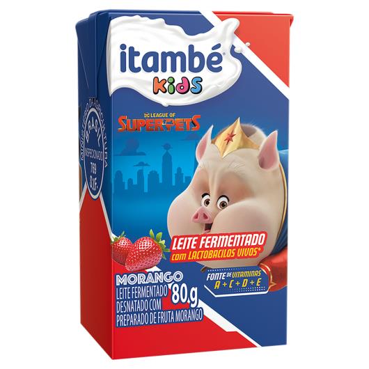 Pack Leite Fermentado Desnatado Morango Itambé Kids Caixa 6 Unidades 80g Cada - Imagem em destaque