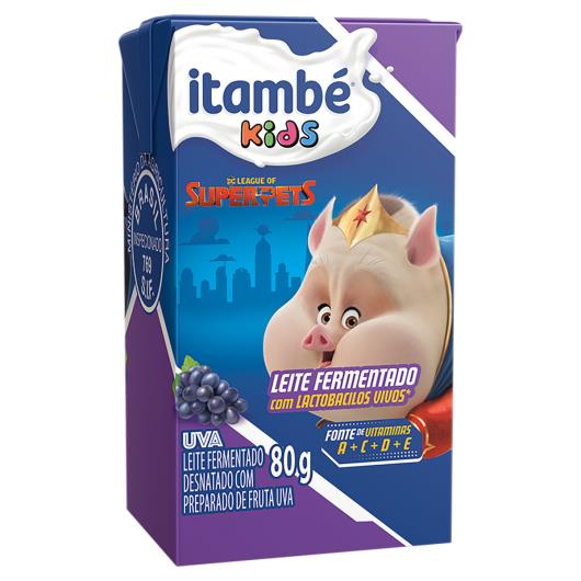 Pack Leite Fermentado Desnatado Uva League of SuperPets Itambé Kids Caixa 6 Unidades 80g Cada - Imagem em destaque