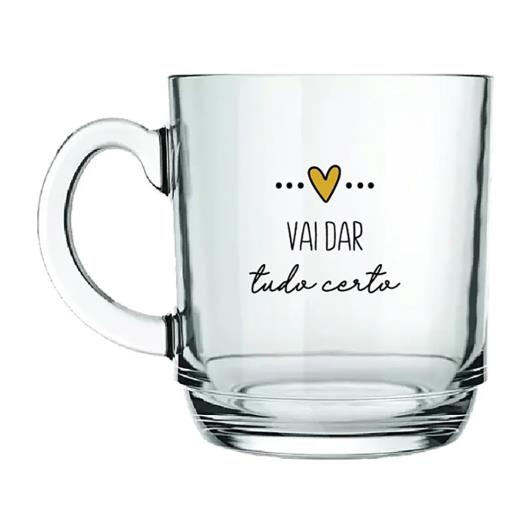 Caneca Vidro Aspen Love Vai Dar Tudo Certo 300ml - Imagem em destaque