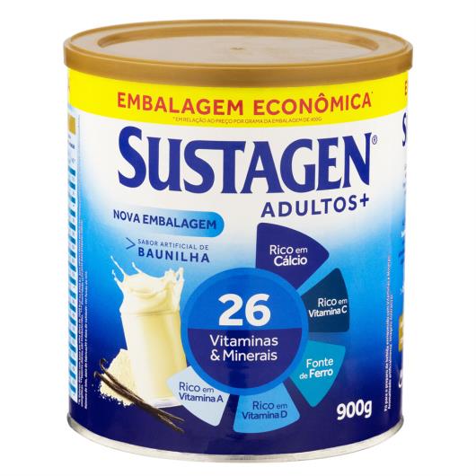 Pó para Preparo de Bebida Baunilha Sustagen Adultos+ Embalagem Econômica Lata 900g - Imagem em destaque
