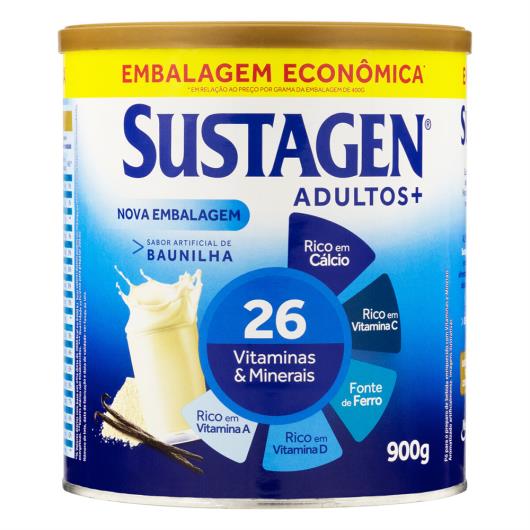Pó para Preparo de Bebida Baunilha Sustagen Adultos+ Embalagem Econômica Lata 900g - Imagem em destaque