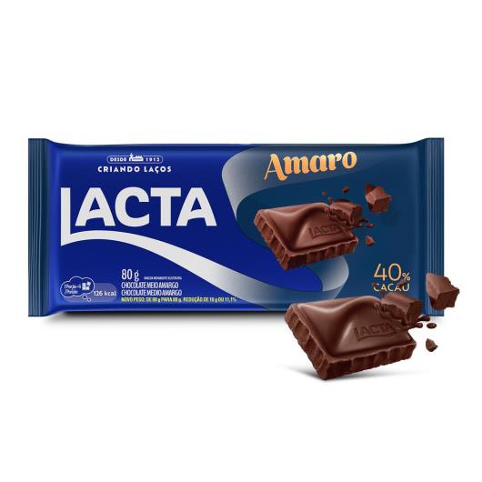 Chocolate Meio Amargo 40% Cacau Lacta Amaro Pacote 80g - Imagem em destaque