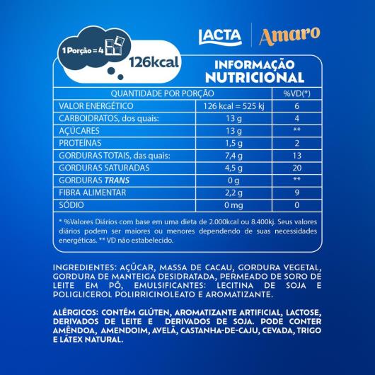 Chocolate Meio Amargo 40% Cacau Lacta Amaro Pacote 80g - Imagem em destaque