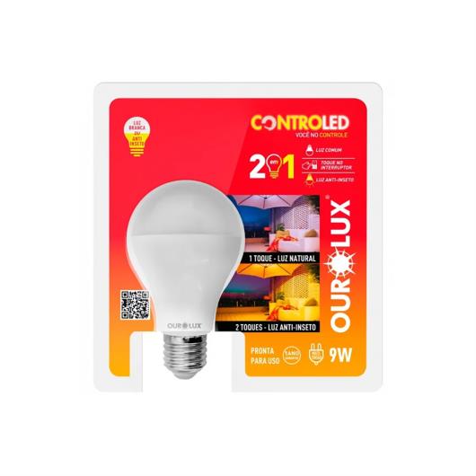 Lâmpada Inteligente Controled 2 em 1 Anti-Inseto 9W Ourolux 6500K Fria - Imagem em destaque