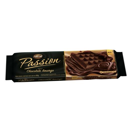Biscoito Wafer Chocolate Recheio Chocolate Amargo Arcor Passion Pacote 80g - Imagem em destaque