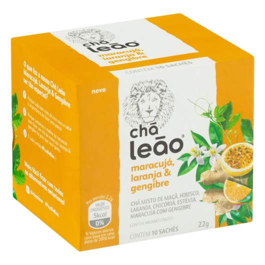 Chá Maracujá, Laranja & Gengibre Chá Leão Caixa 22g 10 Unidades - Imagem em destaque