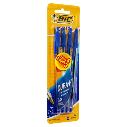 Caneta Esferográfica Azul Ponta Média Bic Cristal Leve 4 Pague 3 Unidades - Imagem em destaque