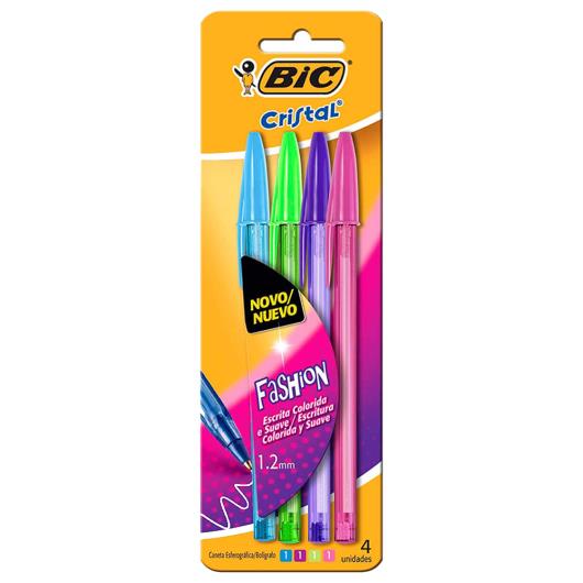 Caneta Bic Cristal Fashion Colorida 4 Unidades - Imagem em destaque