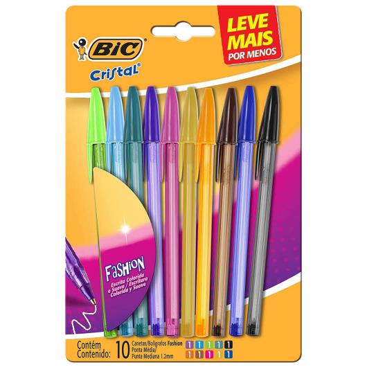 Caneta Bic Cristal Fashion Colorida Leve Mais Pague Menos 10 Unidades - Imagem em destaque