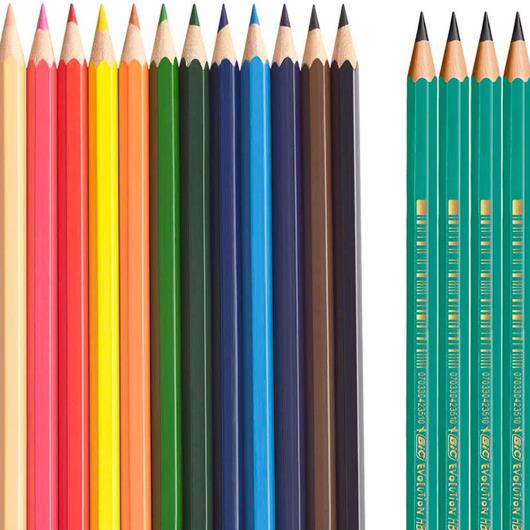 Lápis de Cor BIC Evolution 12 cores + 4 Lápis de Escrever - Imagem em destaque