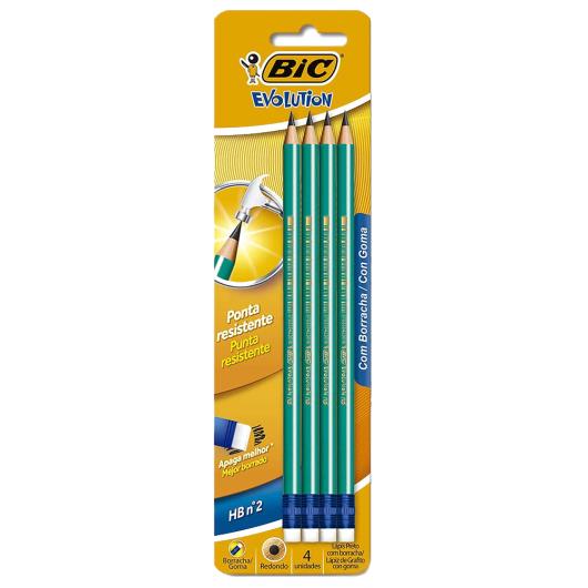 Lápis Preto Bic Evolution Com Borracha 4 Unidades - Imagem em destaque