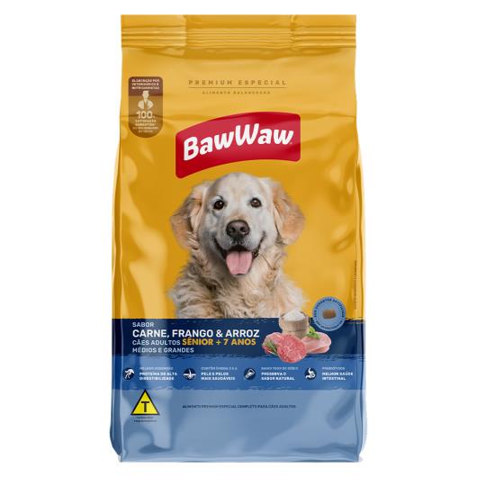 Alimento Para Cães Baw Waw Sênior Médios e Grandes Carne, Frango e Arroz 900g - Imagem em destaque