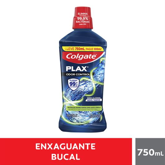 Enxaguante Bucal Zero Álcool Colgate Plax Odor Control Frasco Leve 750ml Pague 500ml - Imagem em destaque