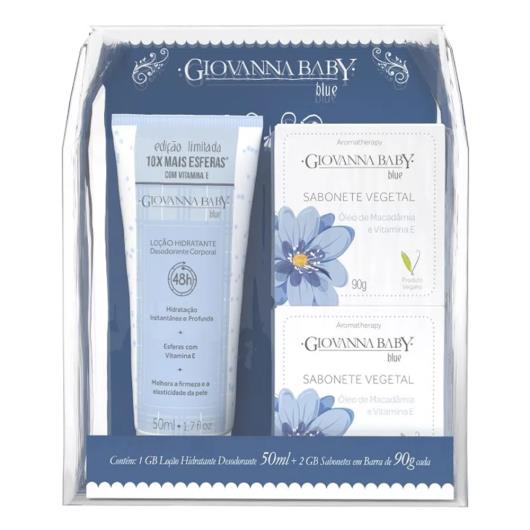 Kit Giovanna Baby Blue Loção Hidratante Corporal 50ml + Sabonete Em Barra vegetal Óleo De Macadâmia e Vitamina E 2 Unidades De 90g Cada - Imagem em destaque