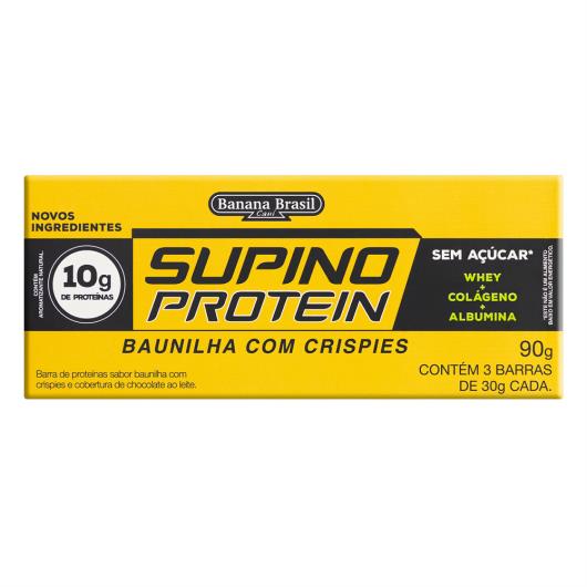 Pack Barra de Proteína Baunilha com Crispies Cobertura Chocolate ao Leite Zero Açúcar Supino Protein Caixa 90g 3 Unidades - Imagem em destaque