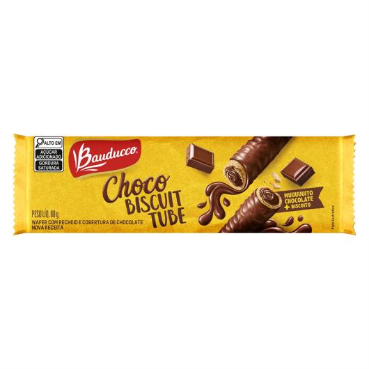 Wafer Bauducco Choco Biscuit Tube Pacote 80g - Imagem em destaque